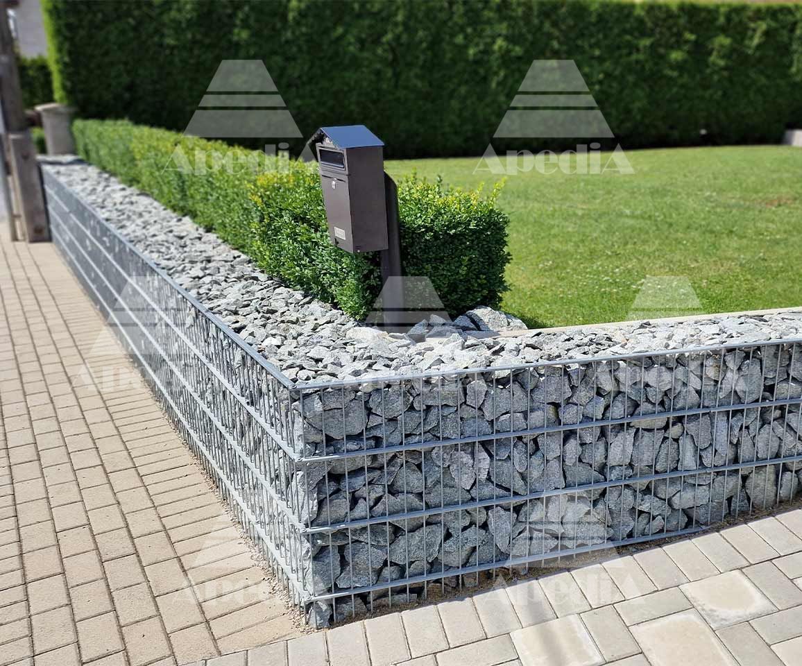 Diamant Gabionstaket Platina Gabionmur Stenstaket Bullerplank Insynsskydd