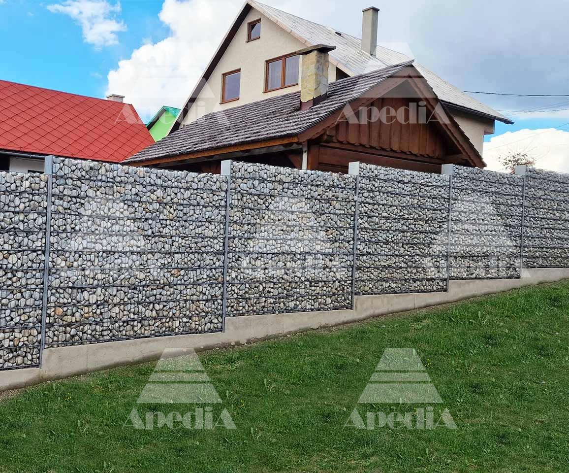 Gabionstaket Platina Gabionmur Stenstaket Bullerplank Insynsskydd